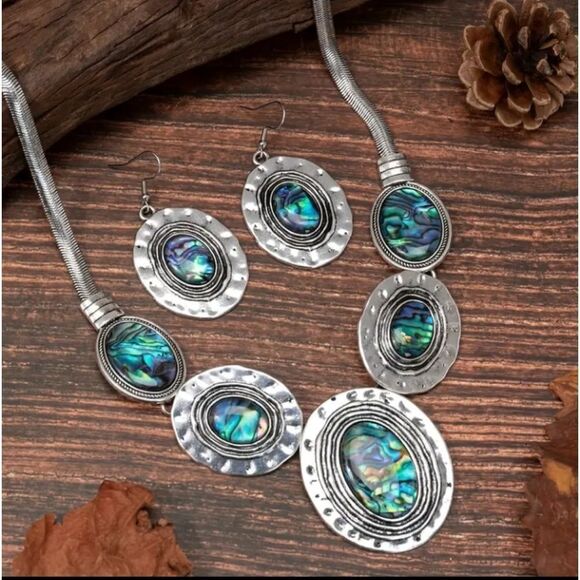 Bohemian Abalone Necklace and Earring Set - Picture 1 of 4